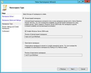 DFS 6 New Namespace Type