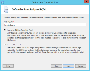 Lync 2013 FE Topology - 07 Pool Type and FQDN