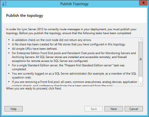 Lync 2013 FE Topology - 19 Publish Wizard