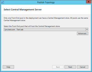 Lync 2013 FE Topology - 20 Select Central Management Store CMS Pool