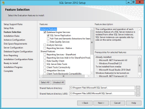 SQL Server 2012 - Setup Feature Selection