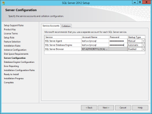 SQL Server 2012 - Setup Service Accounts