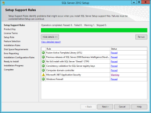 SQL Server 2012 - Setup Support Rules