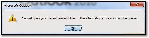 outlook 2010 cannot open your default email folders